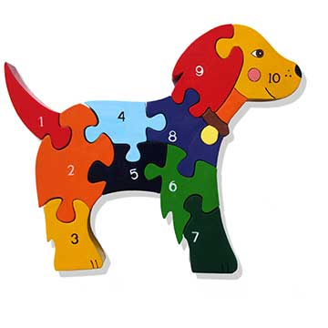 "Number Dog Wooden Jigsaw Puzzle"